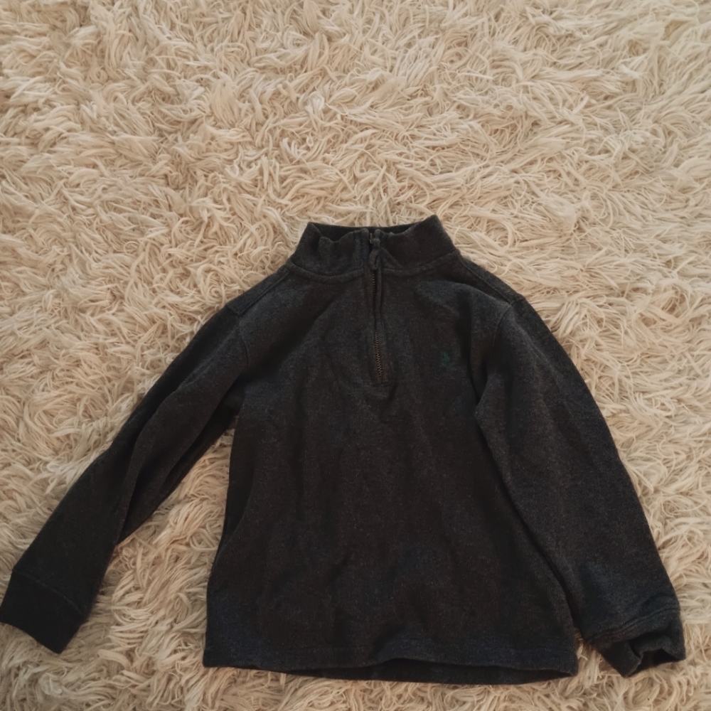 Polo Ralph Lauren Sweater Boys Size 6 Gray Cotton Knit 1/4 Zip